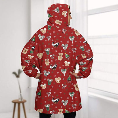Mickey Santa Hat Blanket Hoodie