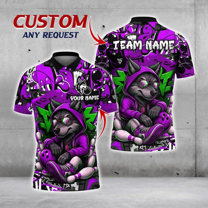 Custom Bowling Jersey, Wolf Bowling Shirt, Personalized Team Name & Player Name, Cool Bowling Shirt for Men Women, Bowling League Uniform.