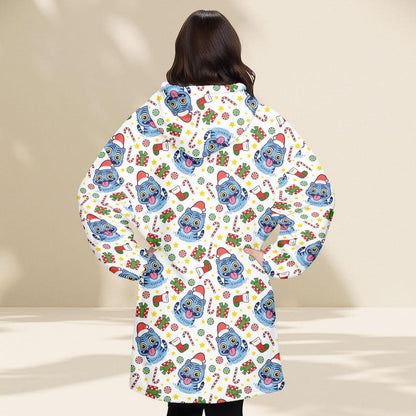 Santa Tiger Christmas Hoodie Blanket