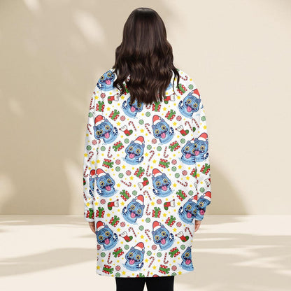 Santa Tiger Christmas Hoodie Blanket