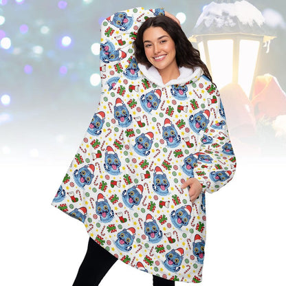 Santa Tiger Christmas Hoodie Blanket