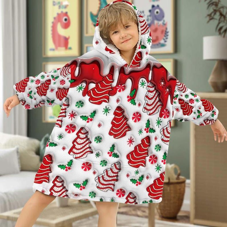 Faux Inflated Christmas Vibes Blanket Hoodie