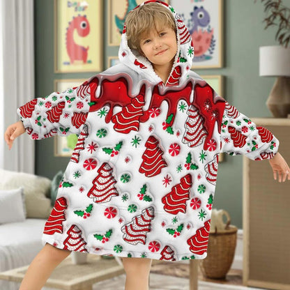 Faux Inflated Christmas Vibes Blanket Hoodie