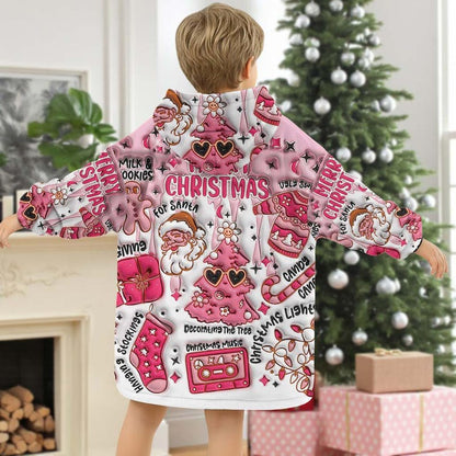Faux Inflated Christmas Vibes Blanket Hoodie