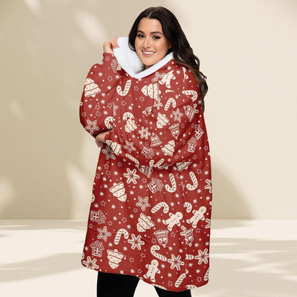 Red Gingerbread Hoodie Blanket