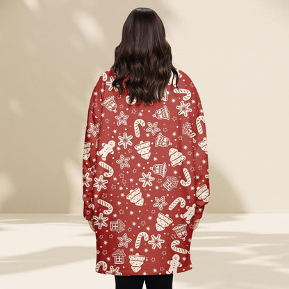 Red Gingerbread Hoodie Blanket