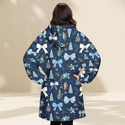 Bow Christmas Hoodie Blanket