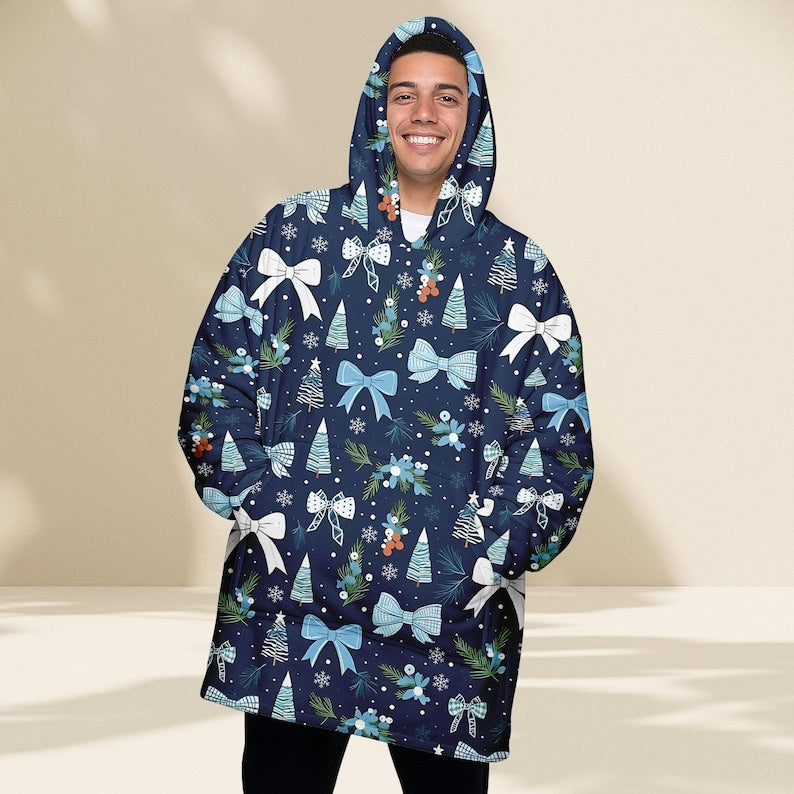 Bow Christmas Hoodie Blanket