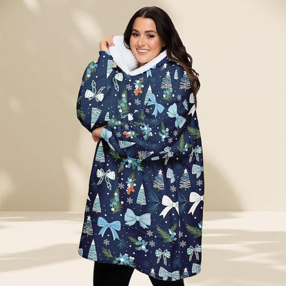 Bow Christmas Hoodie Blanket