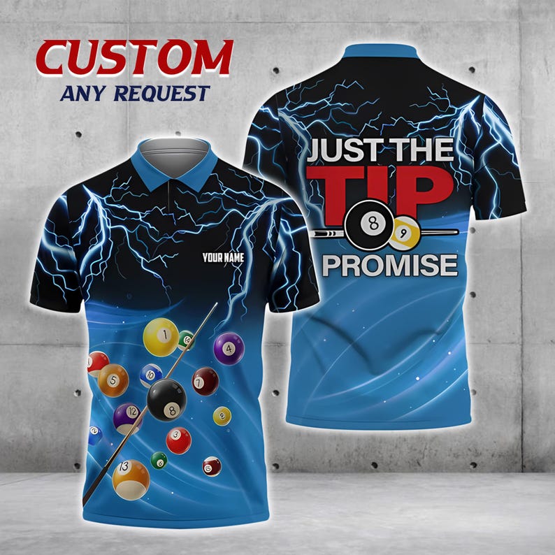 Custom 8 Ball Pool Polo Shirt, Custom Name Billiards Team Jersey, Fire Pattern Sportswear, Classic Pool Jersey for Men and Women.