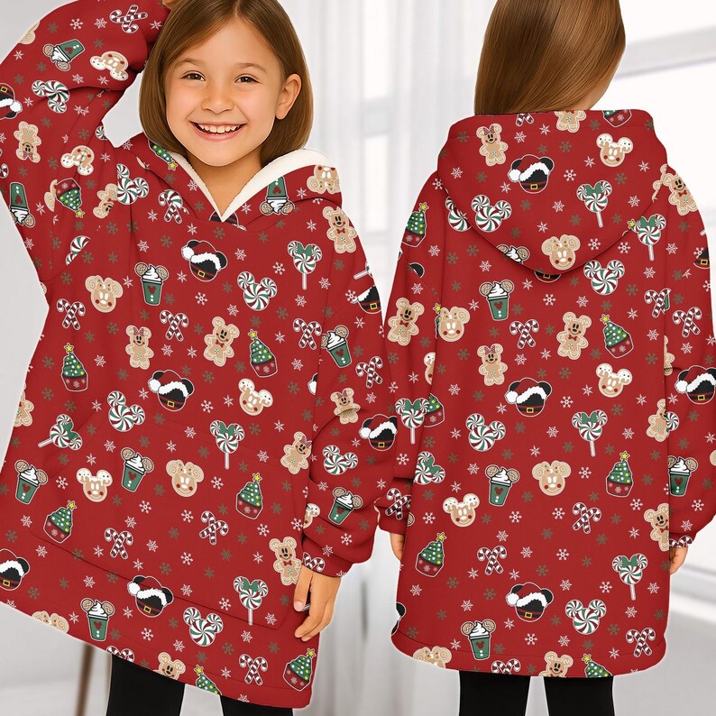 Mickey Santa Hat Blanket Hoodie