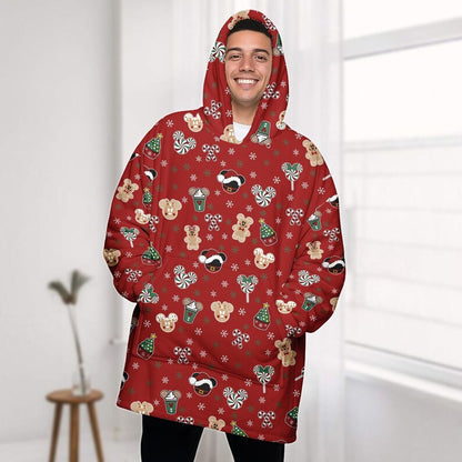 Mickey Santa Hat Blanket Hoodie