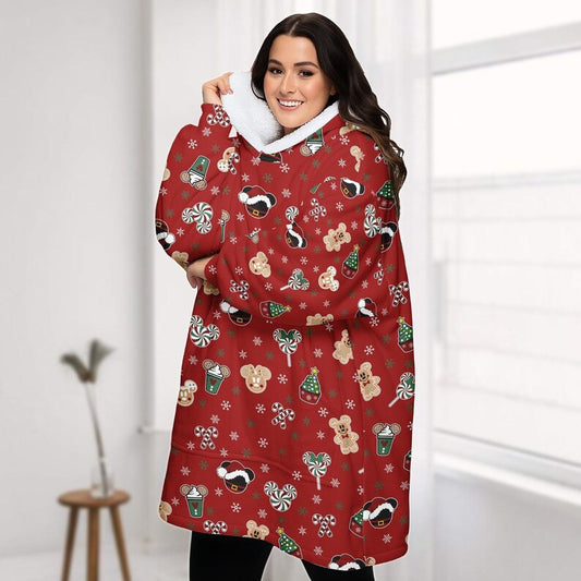 Mickey Santa Hat Blanket Hoodie