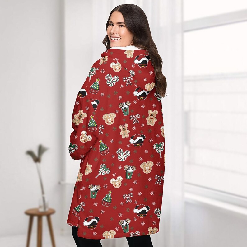 Mickey Santa Hat Blanket Hoodie
