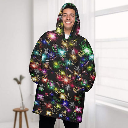 Christmas Bright Neon Lighting Blanket Hoodie