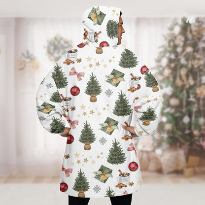 White Tree Christmas Hoodie Blanket