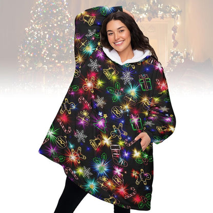 Neon Lights Christmas Blanket Hoodie