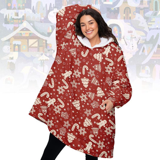 Red Gingerbread Hoodie Blanket