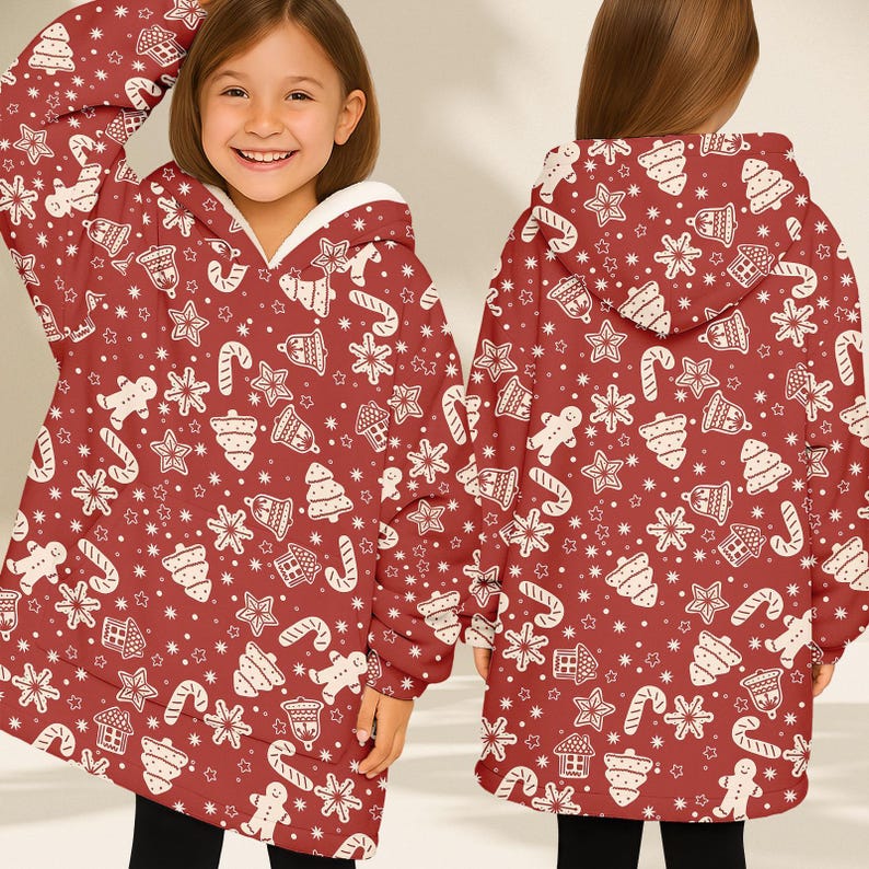 Red Gingerbread Hoodie Blanket