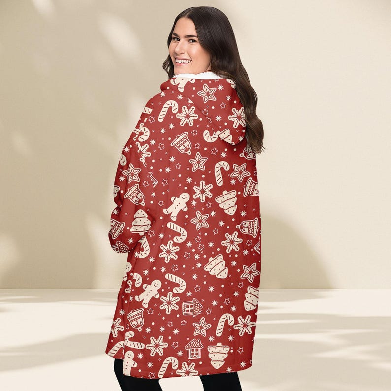 Red Gingerbread Hoodie Blanket