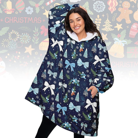 Bow Christmas Hoodie Blanket