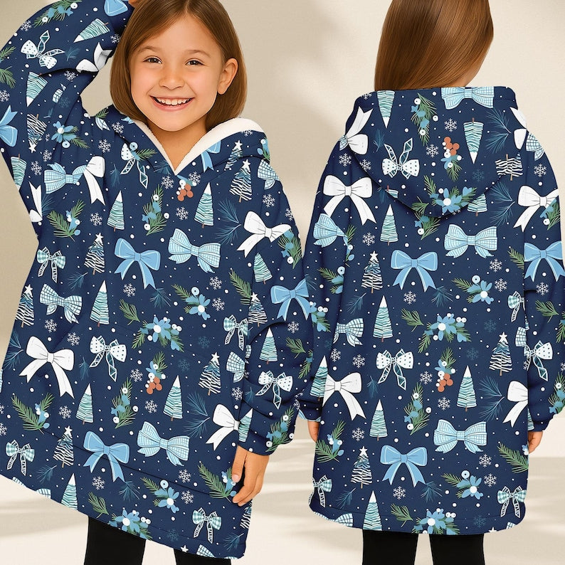 Bow Christmas Hoodie Blanket