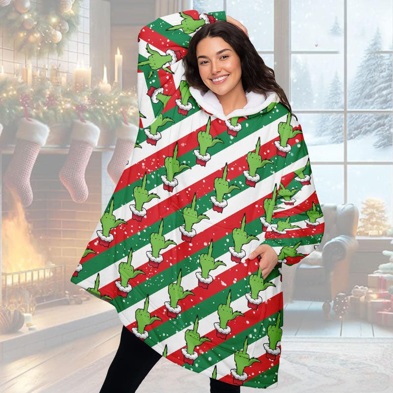 Green Christmas Hoodie Blanket