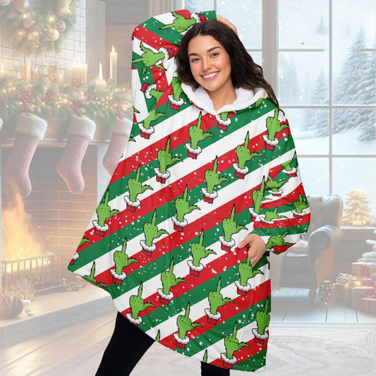 Green Christmas Hoodie Blanket