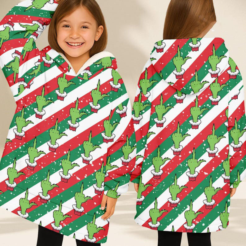 Green Christmas Hoodie Blanket