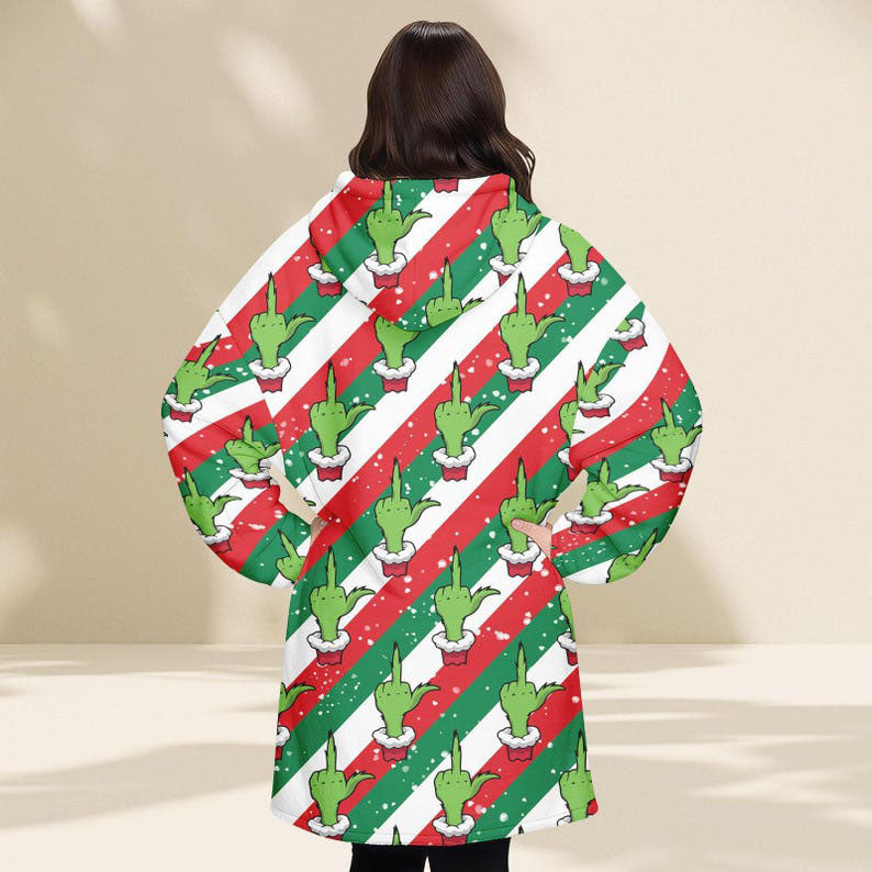 Green Christmas Hoodie Blanket