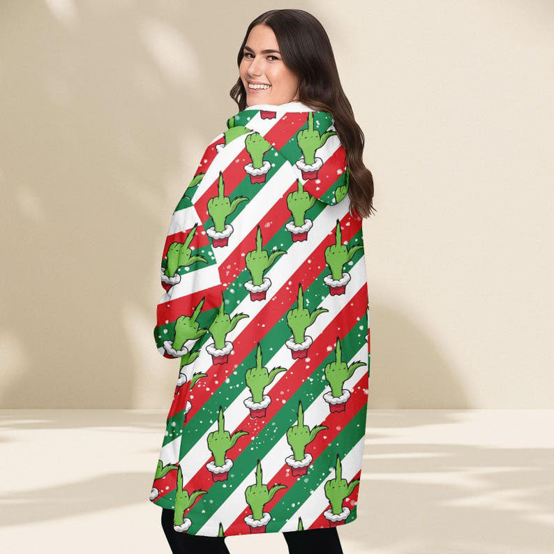 Green Christmas Hoodie Blanket