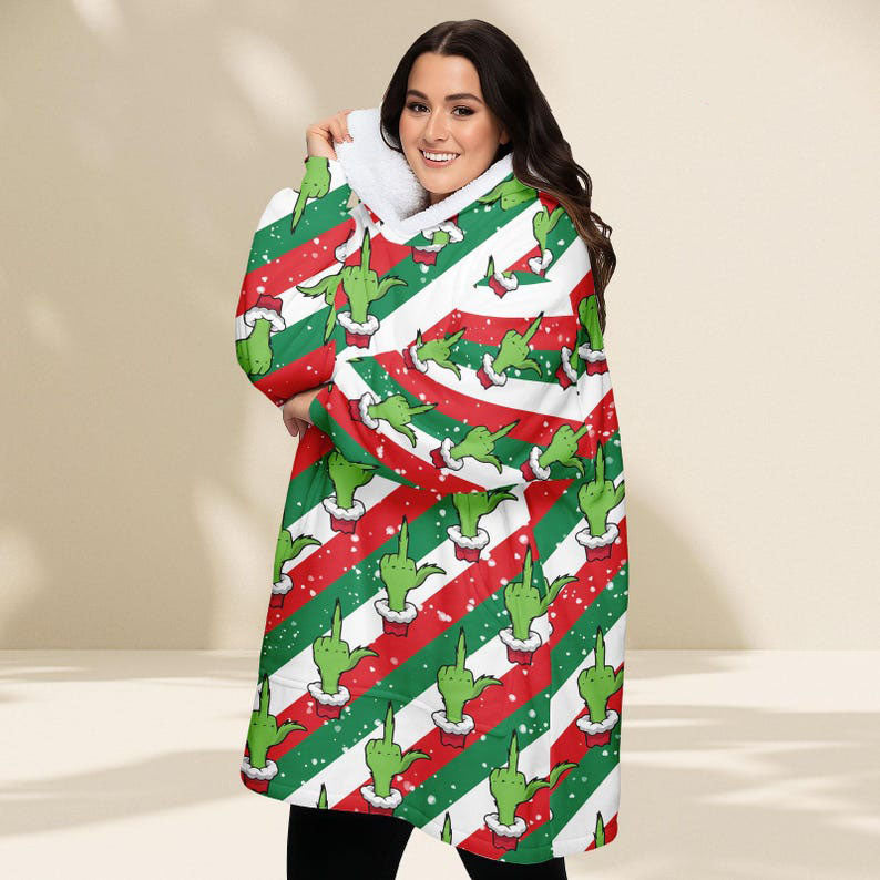 Green Christmas Hoodie Blanket