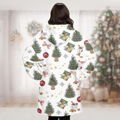 White Tree Christmas Hoodie Blanket
