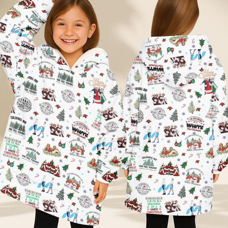 White Christmas Blanket Hoodie