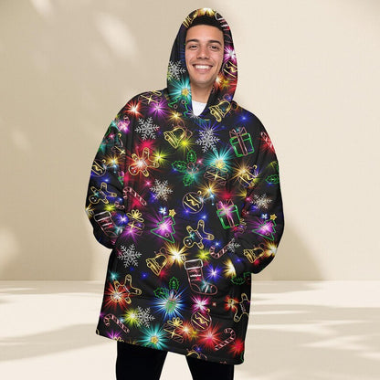 Neon Lights Christmas Blanket Hoodie