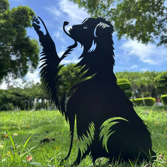 Australian Shepherd High Five, Australian Shepherd Metal Garden Stake