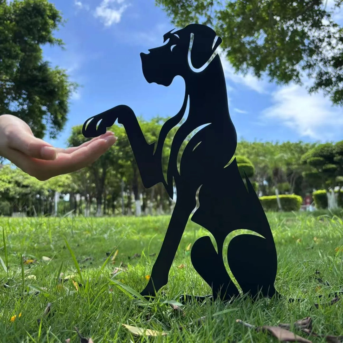Boxer dog high five, Boxer metal garden stake, Dog memorial, Gift for dog lovers