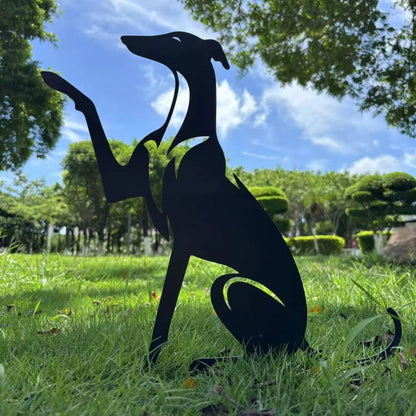 Greyhound high fives, Greyhound yard art, Greyhound metal stakes