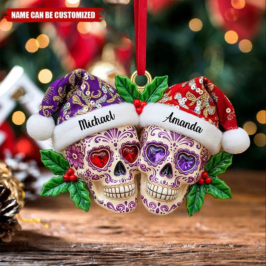 Skull Couple Christmas Ornament - Personalized Gifts For Couple