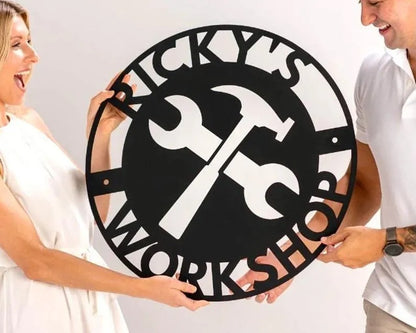 Personalized Workshop Metal Sign, Fathers Day Gift