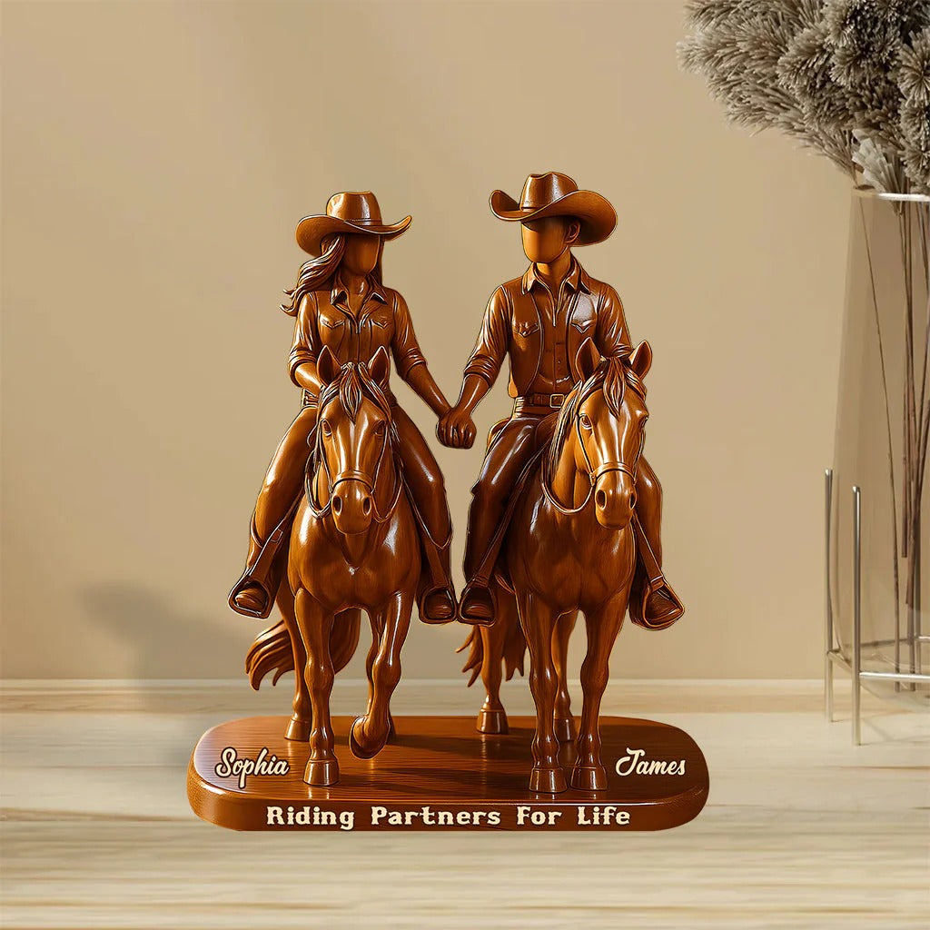 Riding Partners For Life - Personalized Couple Custom Shaped Acrylic Plaque