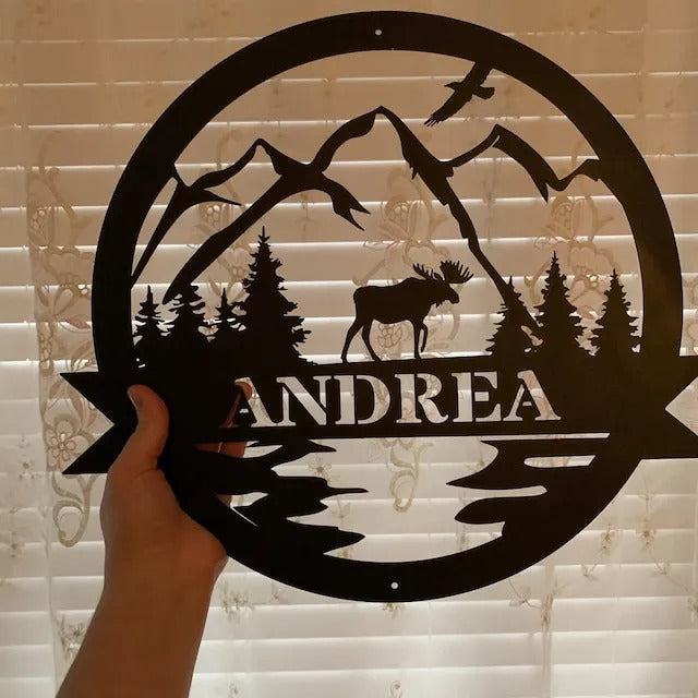 Personalize Moose Metal Sign