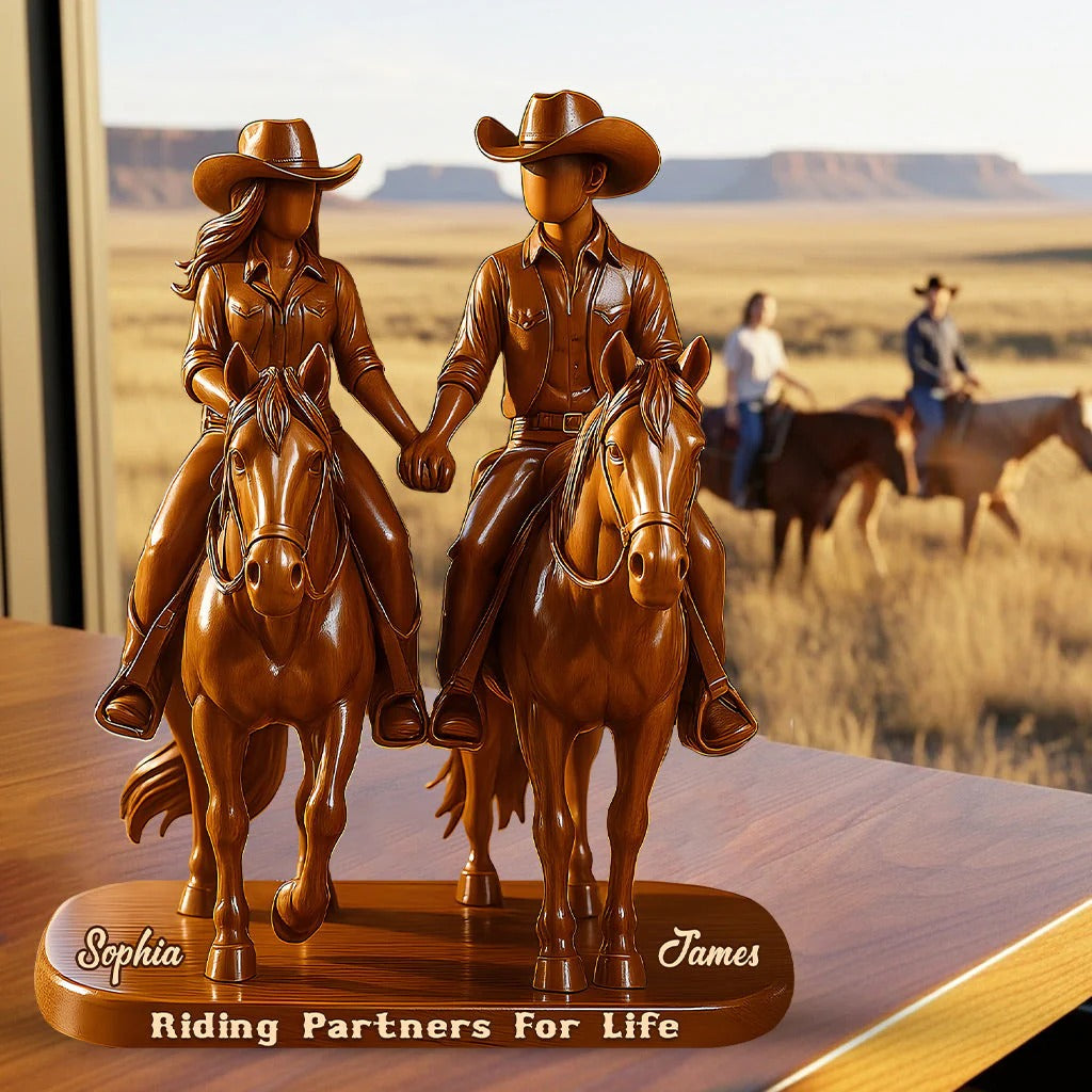 Riding Partners For Life - Personalized Couple Custom Shaped Acrylic Plaque