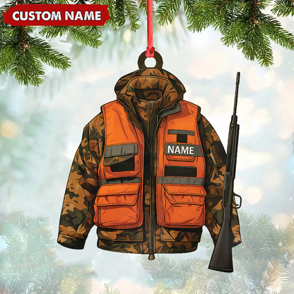 Personalized Hunter Ornament - Custom Camo Jacket Christmas Decoration for Men & Hunters