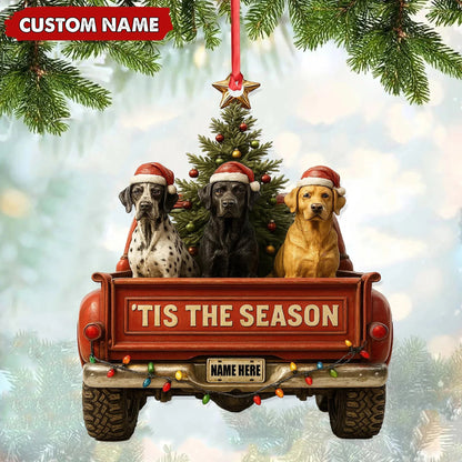 Personalized Hunting Dogs Truck Ornament, Custom Name Christmas Gift for Dog Lovers