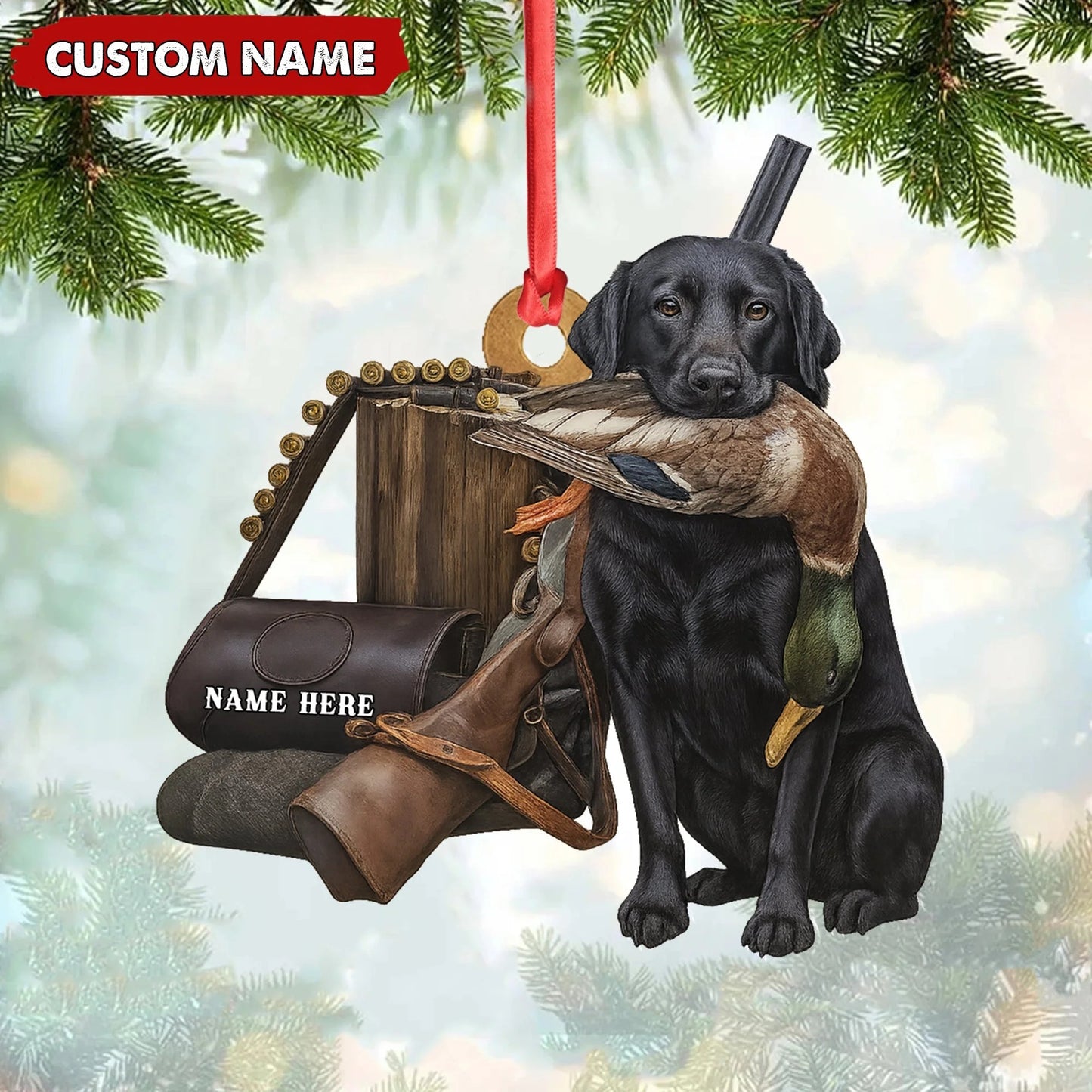 Personalized Duck Hunting Dog Ornament - Personalized Acrylic Christmas Decor for Hunters