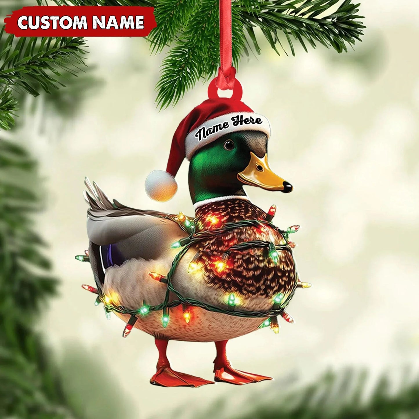 Personalized Duck Acrylic Christmas Ornament Funny Custom Hunting Tree Decoration For Hunters