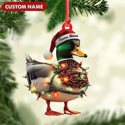 Personalized Duck Acrylic Christmas Ornament Funny Custom Hunting Tree Decoration For Hunters