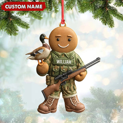 Personalized Hunter Gingerbread Christmas Ornament - Funny Acrylic Holiday Decor Gift
