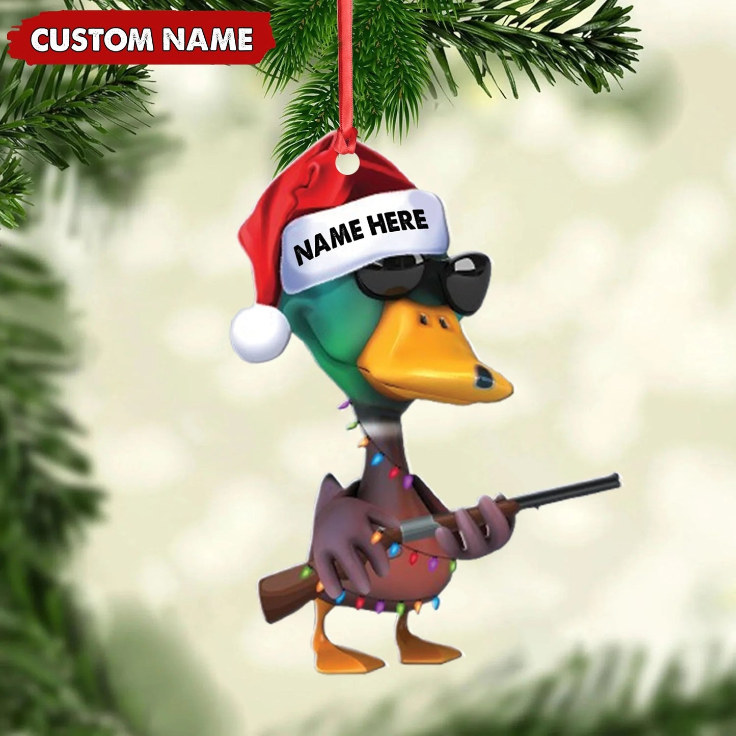 Personalized Funny Duck Hunting Acrylic Christmas Ornament Custom Gift for Hunters & Outdoor Lovers